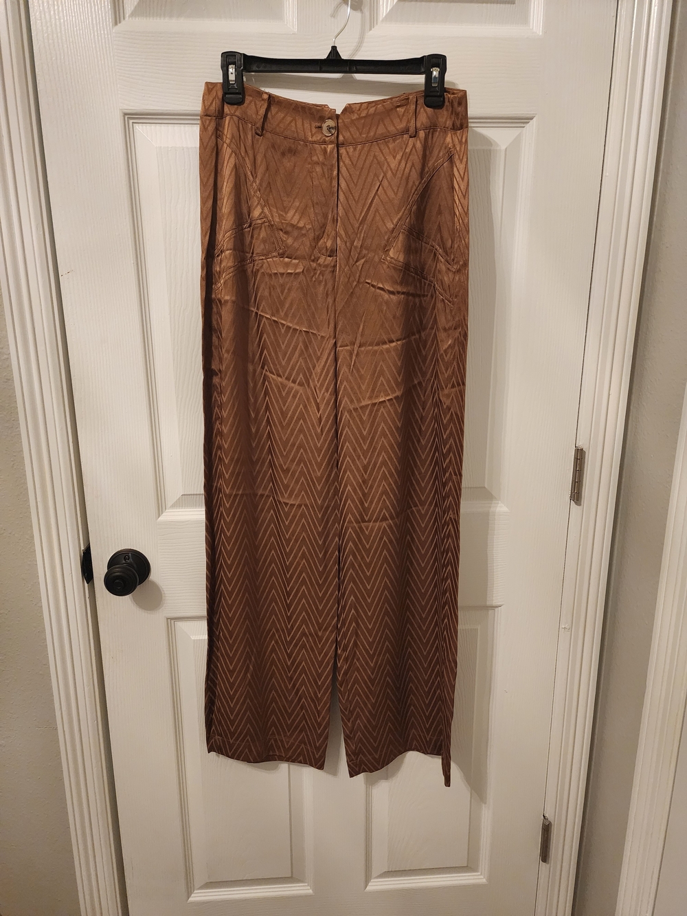 Current Air Bronze Chevron Palazzo Pants NWT
